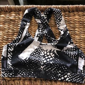 Lululemon Black and White Patterned Sports Bra